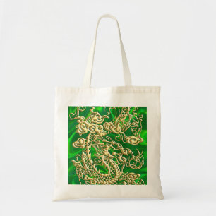 Embossed Gold Dragon Green Satin iPhone Case Tragetasche