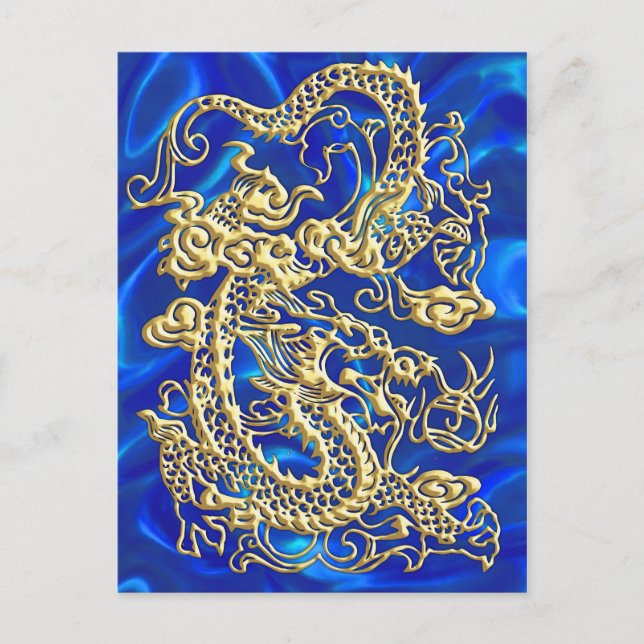 Embossed Gold Dragon Postkarte (Vorderseite)