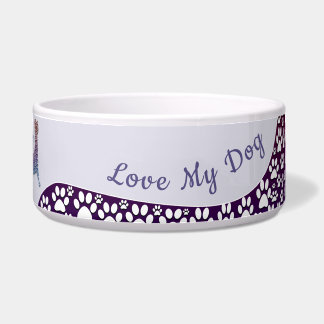 Embossed Indigo Gradient Paw Print Dog Outline Napf