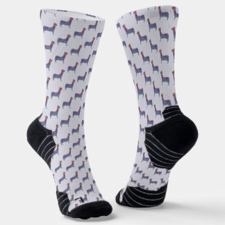 Embossed Indigo Gradient Paw Print Dog Outline Socken