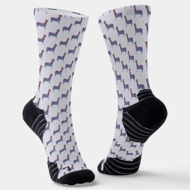 Embossed Indigo Gradient Paw Print Dog Outline Socken (Gewinkelt)
