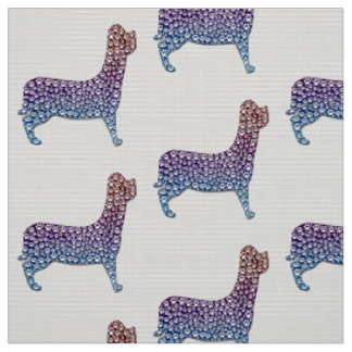 Embossed Indigo Gradient Paw Print Dog Outline Stoff
