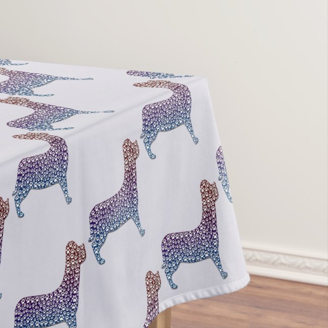 Embossed Indigo Gradient Paw Print Dog Outline Tischdecke (Beispiel)