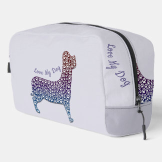Embossed Indigo Gradient Paw Print Dog Outline Waschbeutel