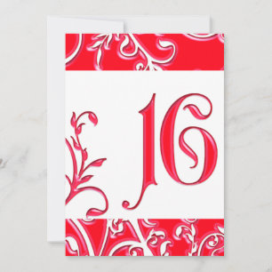 Embossed Look Red Sweet 16 Anniversaire Invitation