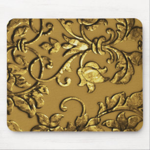 Embossed Metallic Damask, Gold Mousepad