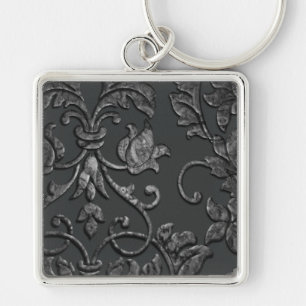 Embossed Metallic Damask, Pewter Schlüsselanhänger