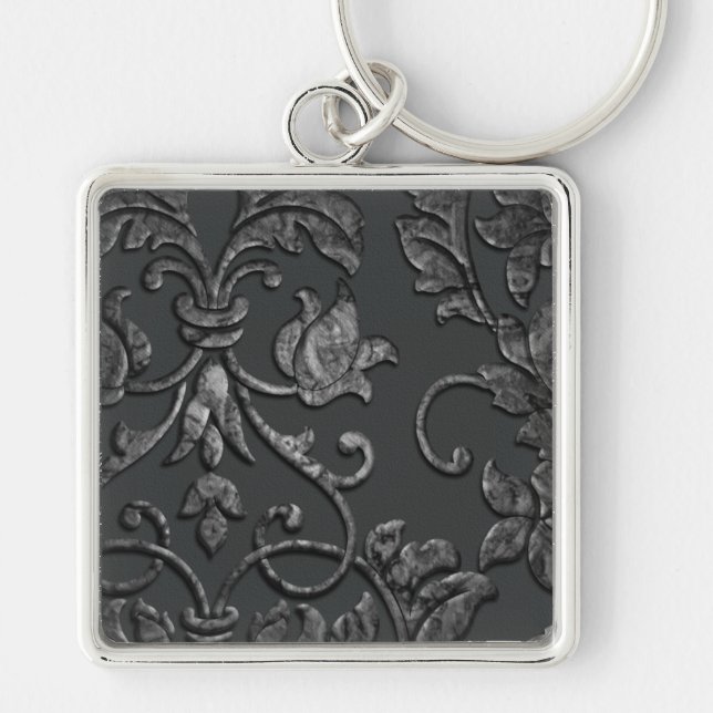Embossed Metallic Damask, Pewter Schlüsselanhänger (Vorne)
