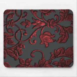 Embossed Metallic Damask, rot Mousepad