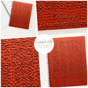 Embossed Orange Leather Notizbuch