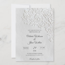 Embossed Roses Deckled Edge Sage Wedding Einladung
