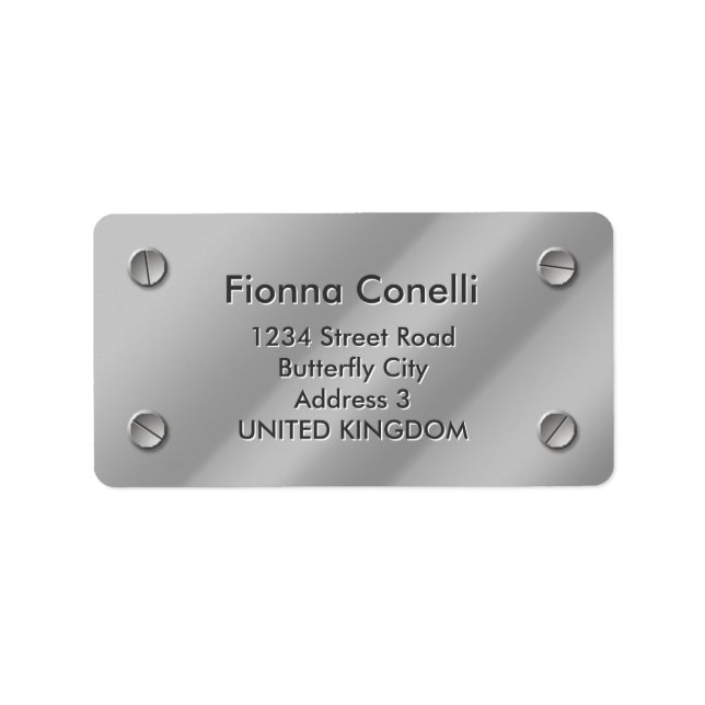 Embossed Silver Steel Plate Address Label Template Adressaufkleber (Vorne)