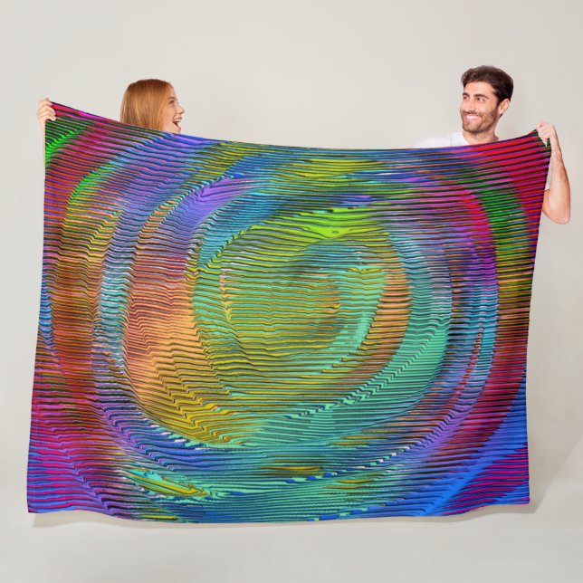 Embossed Spiralregenbogen und unordentliche Streif Fleecedecke (Beispiel)