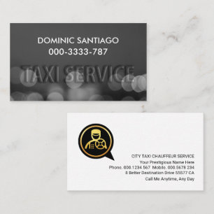 Embossed Taxi Service City Lights Bokeh Visitenkarte