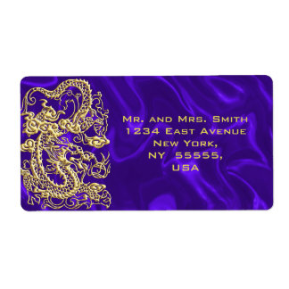 Embosses Gold Dragon auf Lila Satin Print