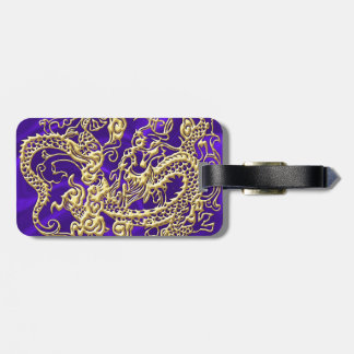 Embosses Gold Dragon auf Lila Satin Print Gepäckanhänger