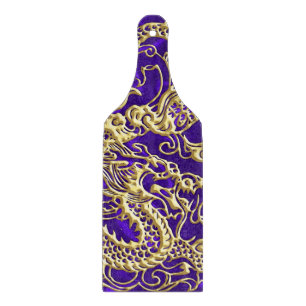 Embosses Gold Dragon auf Lila Satin Print Schneidebrett