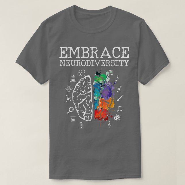 Embracce Neurodiversity Gehirn Embracce ADHD Autis T-Shirt (Design vorne)