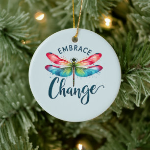Embrace Change - Artistic Dragonfly Keramik Ornament