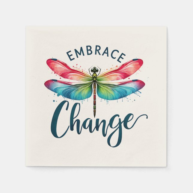 Embrace Change - Artistic Dragonfly Serviette (Vorderseite)