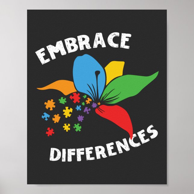 Embrace Differenzen Neuro-Diversity Autismus Poste Poster (Vorne)