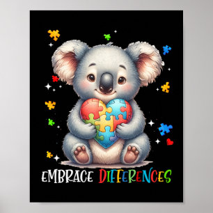 Embrace Differenzen Puzzle Herz Koala Autismus Kri Poster