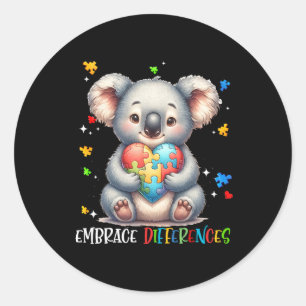 Embrace Differenzen Puzzle Herz Koala Autismus Kri Runder Aufkleber