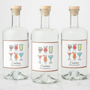 Embrace Diversity Niedlich Modernes Illustrationss Alkoholflaschenetikett