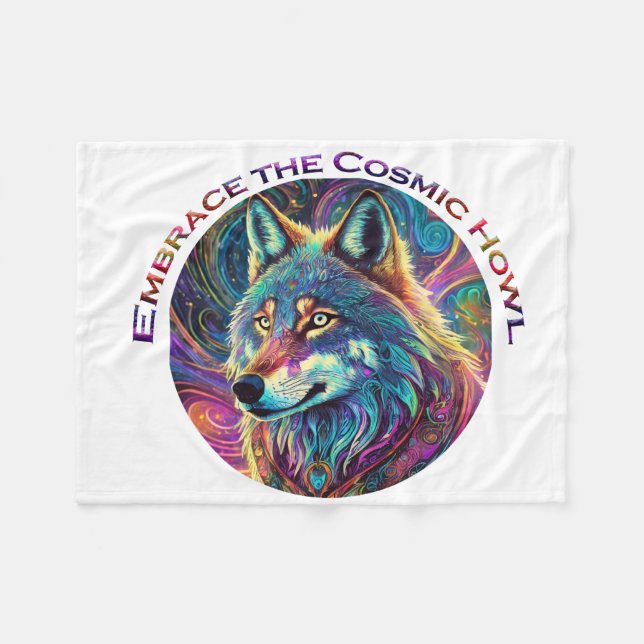 Embrace für den kosmischen Howl Wolf Fleecedecke (Vorderseite (Horizontal))