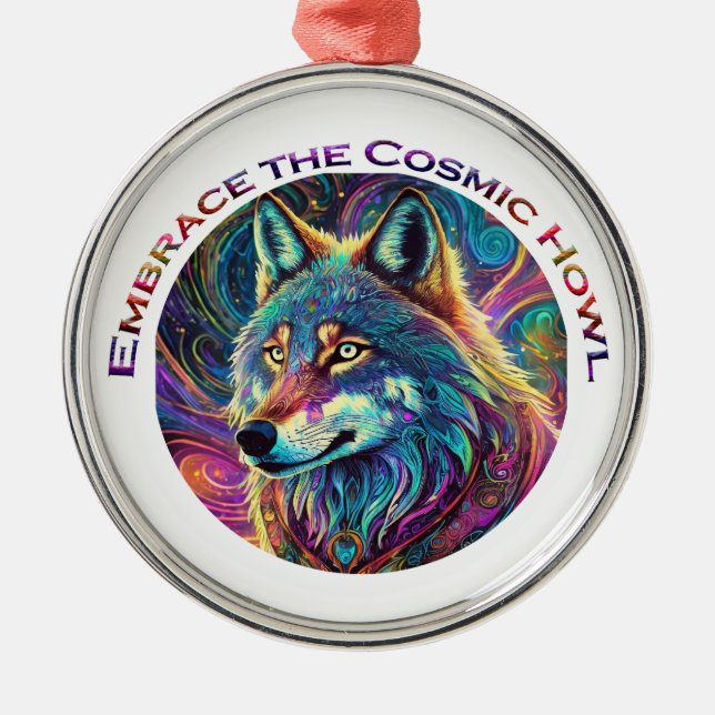 Embrace für den kosmischen Howl Wolf Ornament Aus Metall (Vorne)