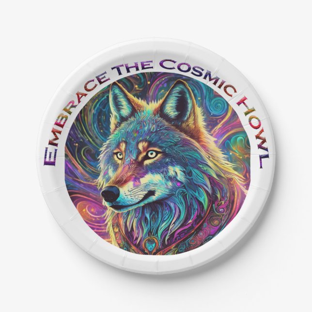 Embrace für den kosmischen Howl Wolf Pappteller (Vorderseite)