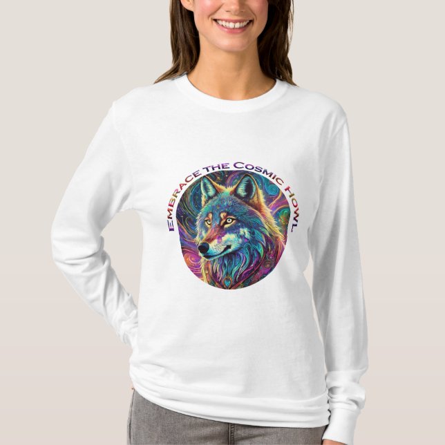 Embrace für den kosmischen Howl Wolf T-Shirt (Vorderseite)
