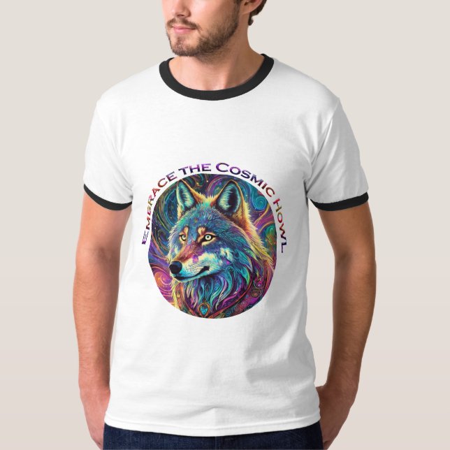 Embrace für den kosmischen Howl Wolf T-Shirt (Vorderseite)