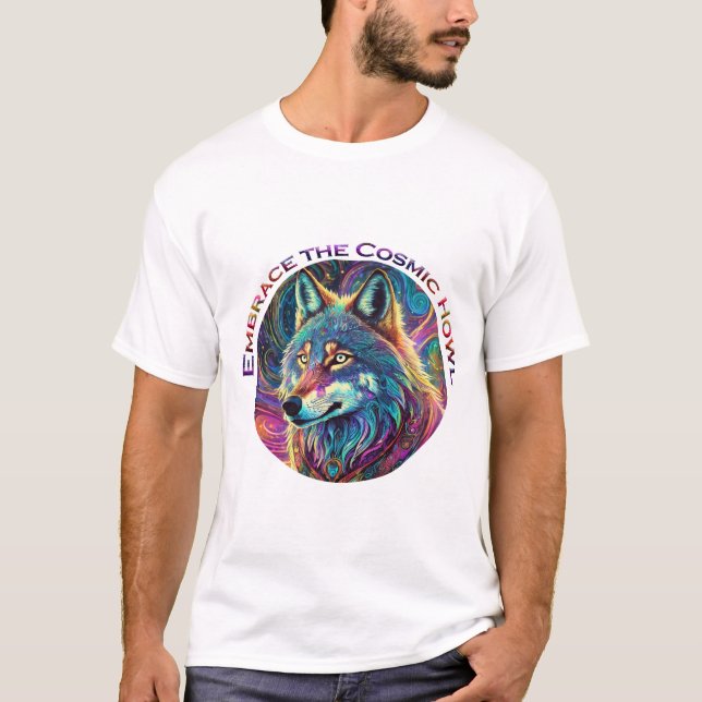 Embrace für den kosmischen Howl Wolf T-Shirt (Vorderseite)