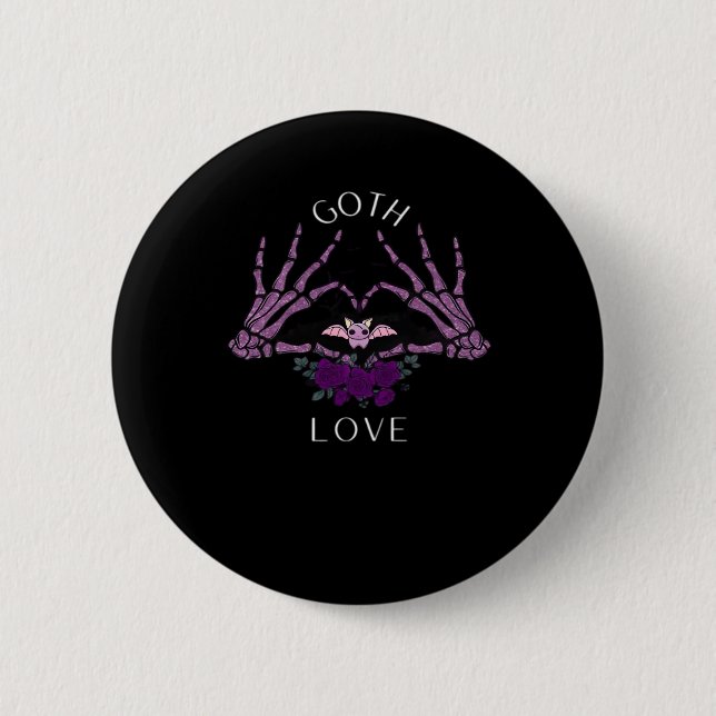 Embrace Goth Skeleton Heart Button (Vorderseite)