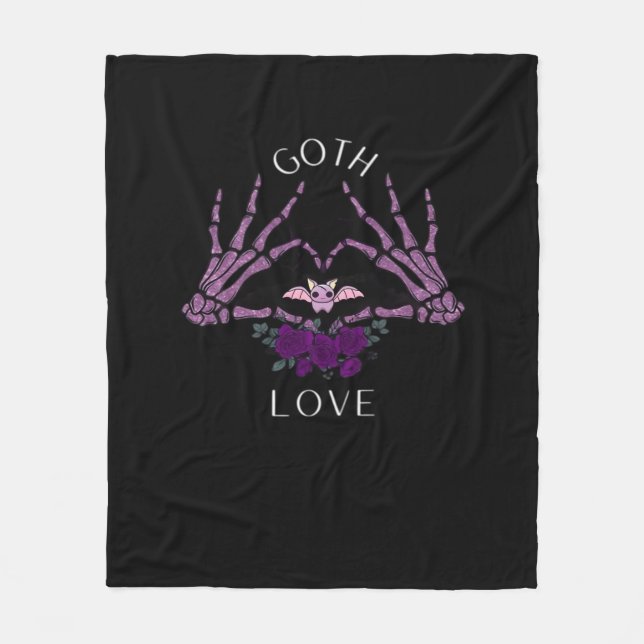 Embrace Goth Skeleton Heart Fleecedecke (Vorderseite)