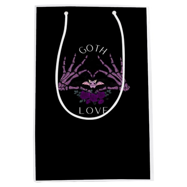 Embrace Goth Skeleton Heart Mittlere Geschenktüte (Vorderseite)
