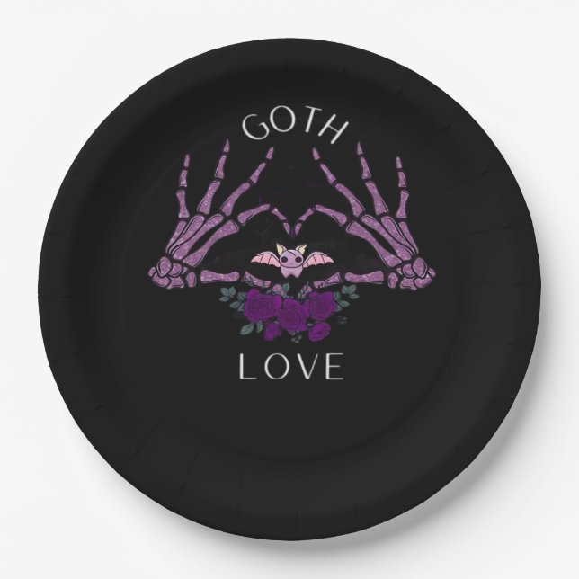 Embrace Goth Skeleton Heart Pappteller (Vorderseite)