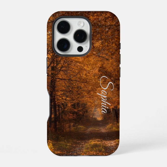 Embrace im Herbst - Ruhiger Waldweg Kunst P iPhone 16 Pro Hülle (Rückseite)