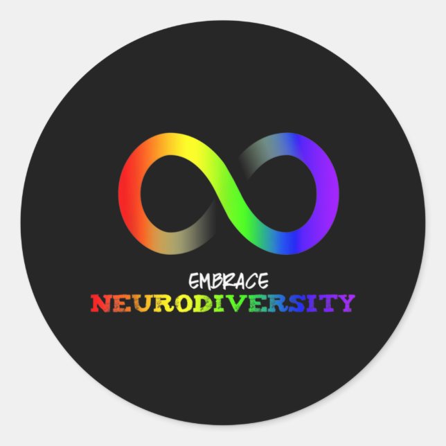 Embrace Neurodiversity Autism ASD ADHD Rainbow Runder Aufkleber (Vorderseite)
