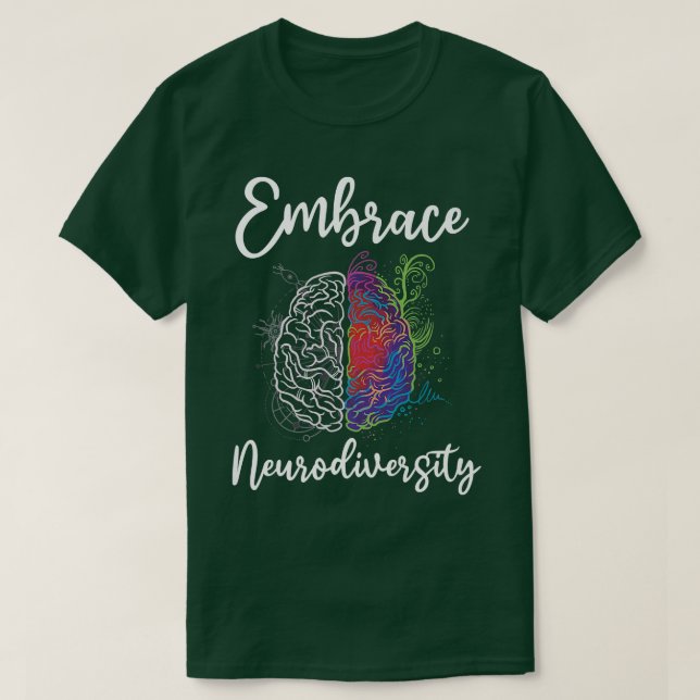 Embrace Neurodiversity Autismus ADHD ASD Rainbow B T-Shirt (Design vorne)