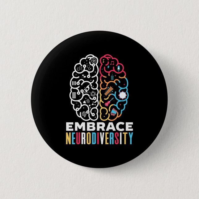 Embrace Neurodiversity-Design für eine Autismus-Aw Button (Vorderseite)