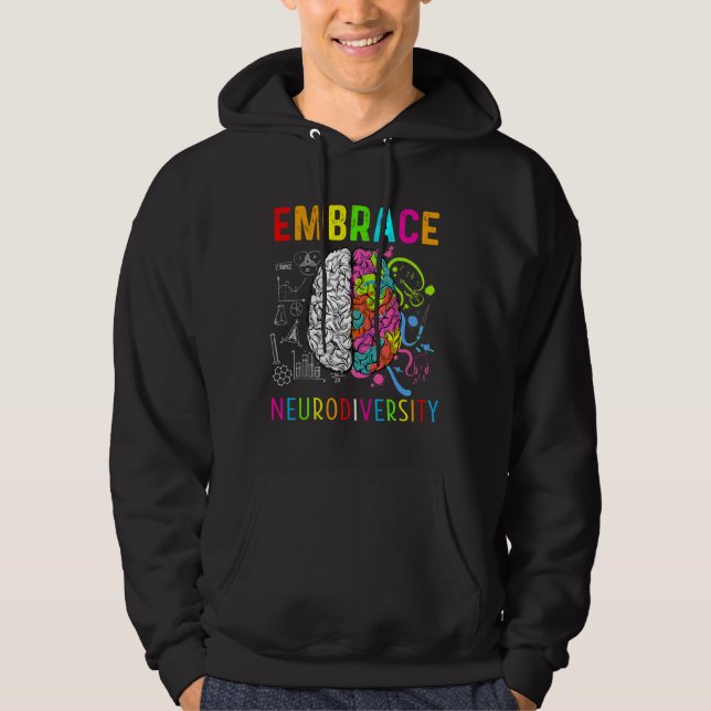 Embrace Neurodiversity-Gehirn Embrace Adhd Autismu Hoodie (Vorderseite)