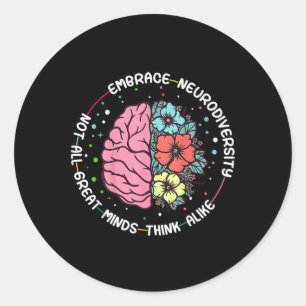 Embrace Neurodiversity Hirn Autismus Bewusstsein u Runder Aufkleber