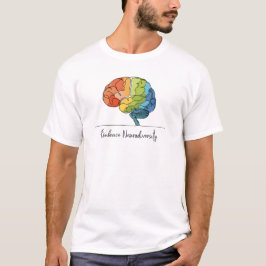 Embrace Neurodiversity Line Art Rainbow Brain T-Shirt