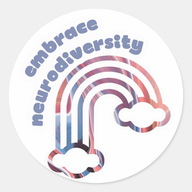 Embrace Neurodiversity Runder Aufkleber (Vorderseite)