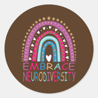 Embrace Neuroversity Autismus Bewusstseinsgedanken Runder Aufkleber