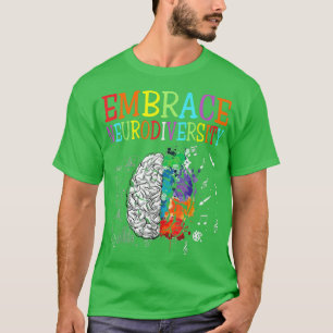 Embrace Neuroversity Farbenfrohe Hirnautismus Awar T-Shirt
