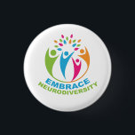 Embrace Neurovielfalt Autismus Spektrum farbig Button<br><div class="desc">Ein schöner Autismus Akzeptanz und Support-Button, der Embrace Neurodiversity unter einem farbenfrohen und lustigen Design von autistischen und neurotypischen Menschen, die zusammenkommen, um das Spektrum der Unterschiede im Menschen zu feiern. Dies ist ein hübsches Geschenk für einen speziellen Lehrer oder neurodivergierenden Freund, der Aspergers Syndrom hat. Eine neurodiverse Aspie-Gruppe hebt...</div>