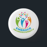 Embrace Neurovielfalt Autismus Spektrum farbig Button<br><div class="desc">Ein schöner Autismus Akzeptanz und Support-Button, der Embrace Neurodiversity unter einem farbenfrohen und lustigen Design von autistischen und neurotypischen Menschen, die zusammenkommen, um das Spektrum der Unterschiede im Menschen zu feiern. Dies ist ein hübsches Geschenk für einen speziellen Lehrer oder neurodivergierenden Freund, der Aspergers Syndrom hat. Eine neurodiverse Aspie-Gruppe hebt...</div>